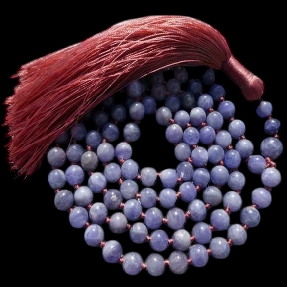 Genuine Tanzanite 8mm Mala Unisex Necklace - Picture 2 of 4